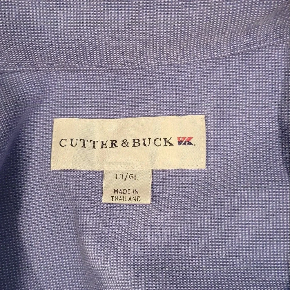 Cutter & Buck Men's LT Blue Solid Woven Cotton Button-Down Shirt Pockets - Picture 13 of 16